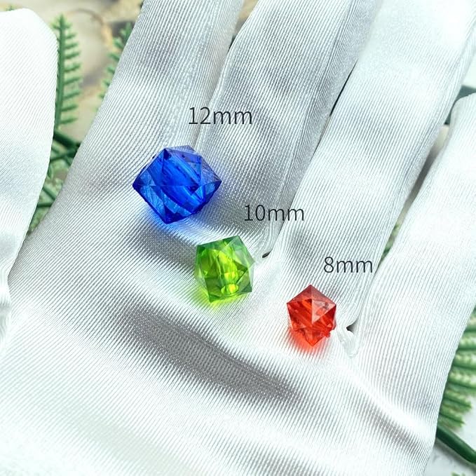 200pcs 10mm Acrylic Cube Faceted Beads Colorful Square Plastic Spacer Beads