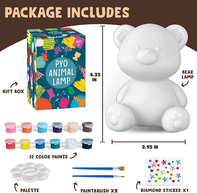 Goody King Paint Your Own Bear Lamp Kit, DIY Night Light, Arts and Crafts