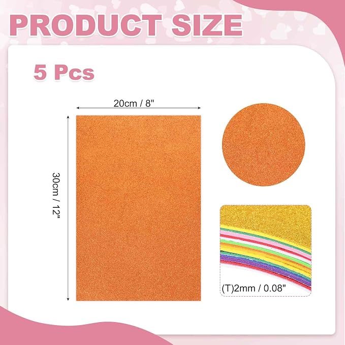 MECCANIXITY 5 Sheets Orange Shiny Foam Sheets