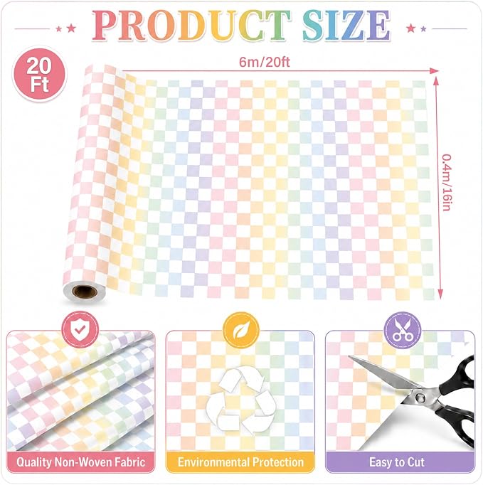 Colorful Checkered Bulletin Board Roll Non-Woven Fabric Poster 16in X 20ft |