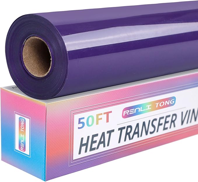 RENLITONG Purple Iron on Vinyl 12Inch by 50ft Roll Heat Transfer Vinyl