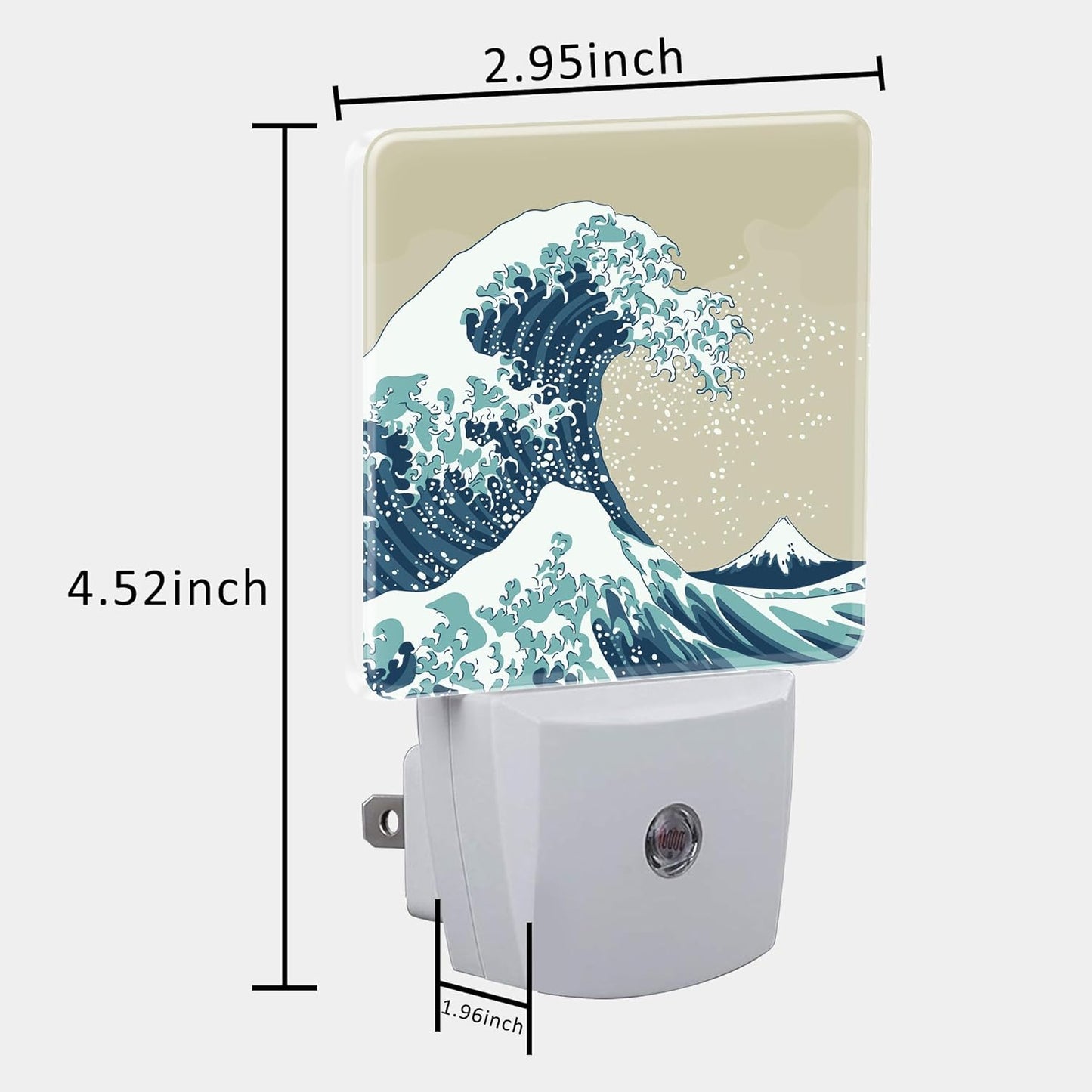 Plug in Night Lights Japanese Great Wave Nightlight Plug Into Wall Dusk to Dawn Sensor LED Night Light for Kid Girls Boys Women Men Room Decor, Hallway, Kitchen, Bathroom, Nursery, Stairs