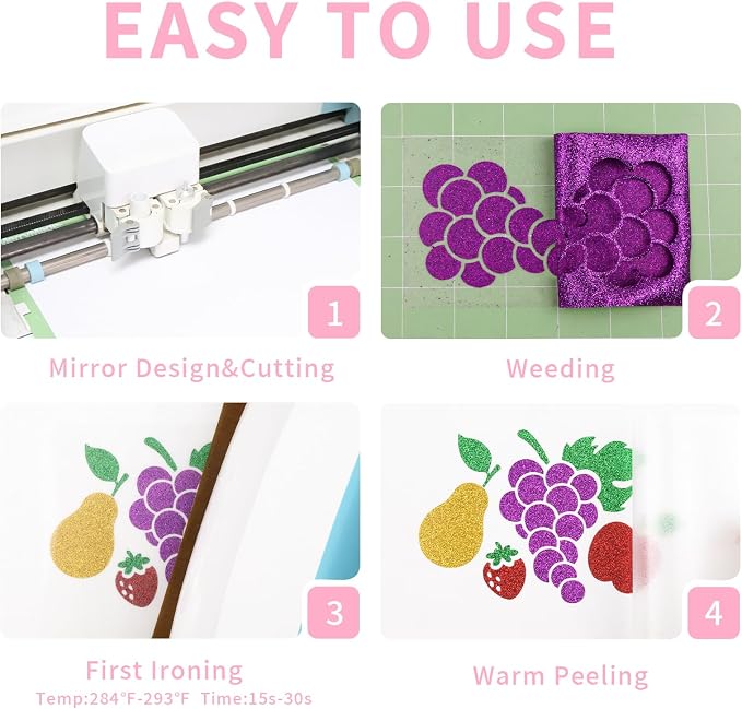 Glitter HTV Heat Transfer Vinyl, Sparkle HTV Compatible