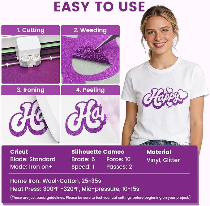 Purple Glitter HTV Heat Transfer Vinyl