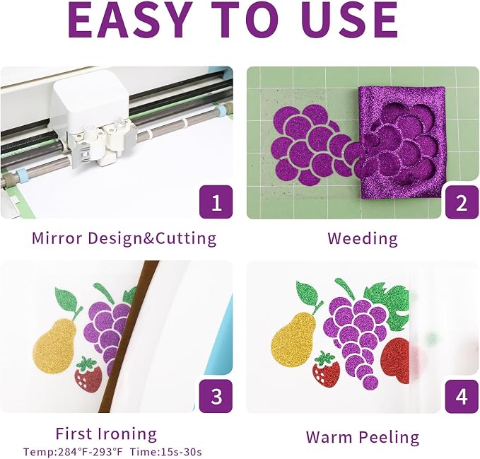 Glitter HTV Heat Transfer Vinyl, Sparkle HTV Compatible