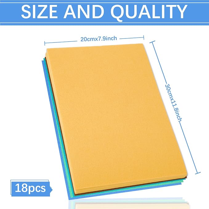Whaline 18Pcs Boho Felt Fabric Sheets Soft Thick Assorted 6 Colors Craft Felt