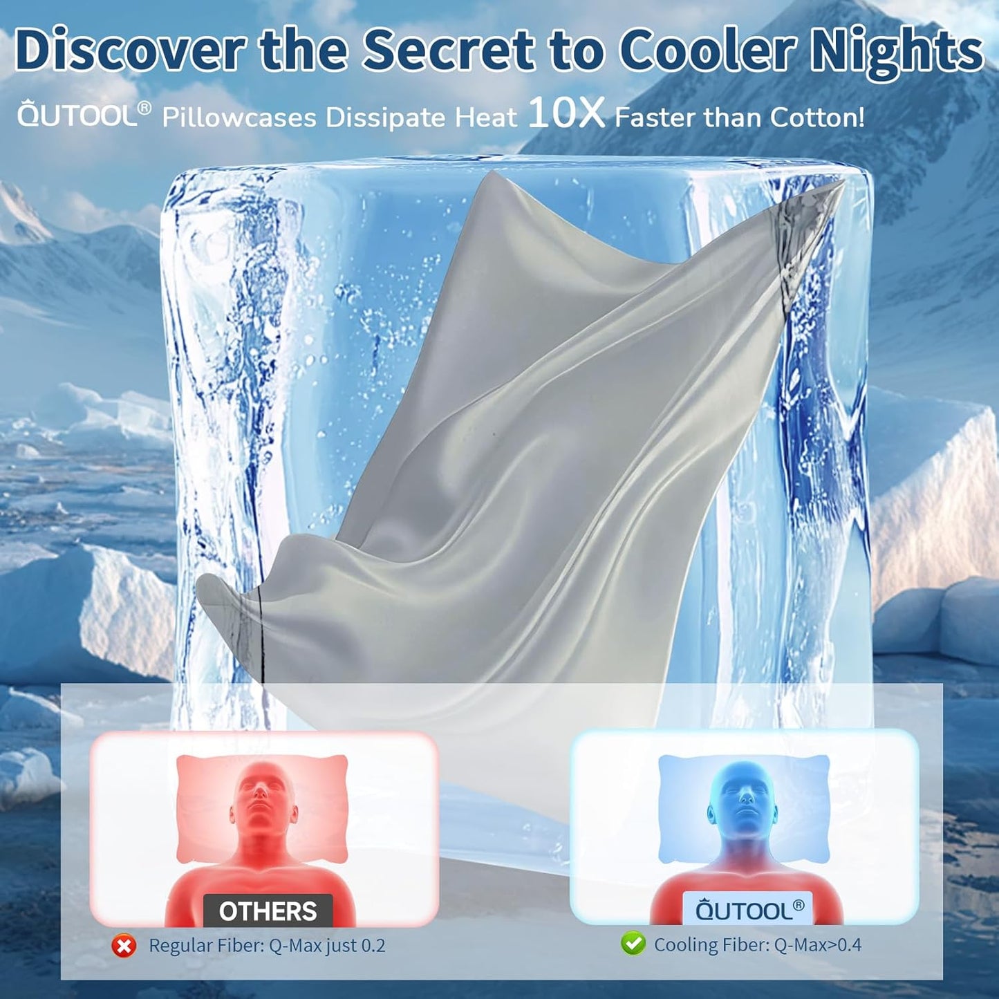 Cooling Pillow Cases King Size Set of 2, Ice Cool Silky Pillow Covers for Hot Sleepers & Night Sweats, Reduces Wrinkles & Frizz Softer Like Silk Pillow Cases, Silver Grey, Christmas Stocking Stuffers