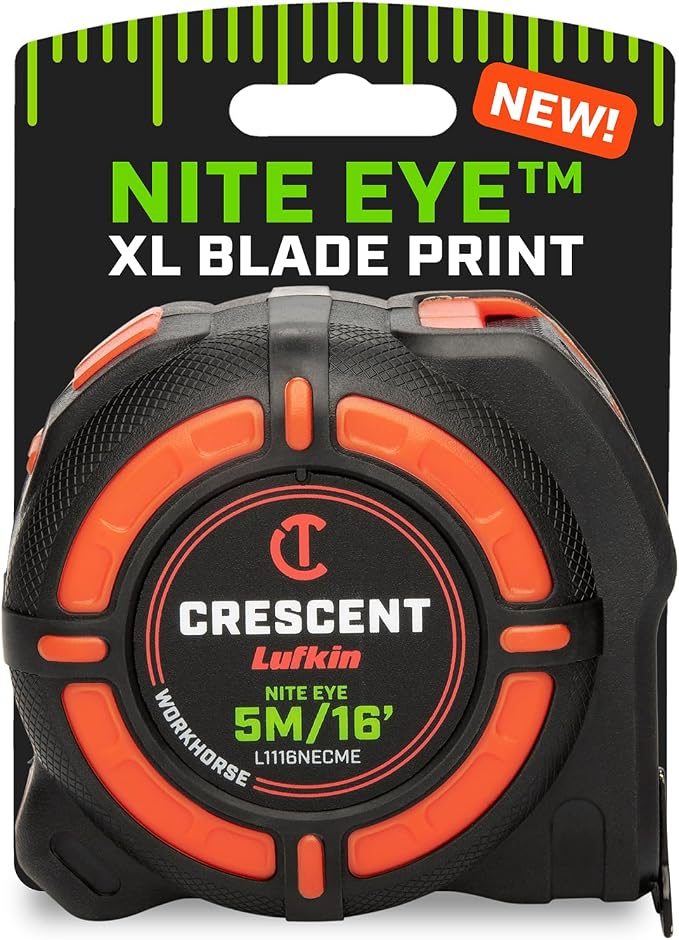 Crescent Lufkin 5 Meter / 16 Ft. WORKHORSE NITE EYE Tape Measure | L1116NECME