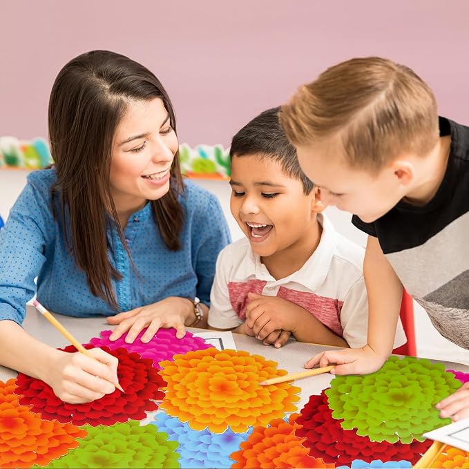Taobary 24 Pcs 7.09'' Fiesta Flower Cutouts Classroom Bulletin Board