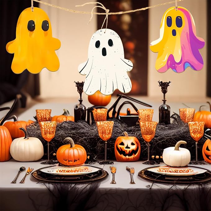 Large Size 7" Halloween Wooden Slices Unfinished Blank Wooden Ornaments DIY