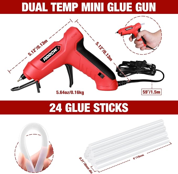 Arrow Mini Hot Glue Gun, Dual Temp Glue Gun Kit
