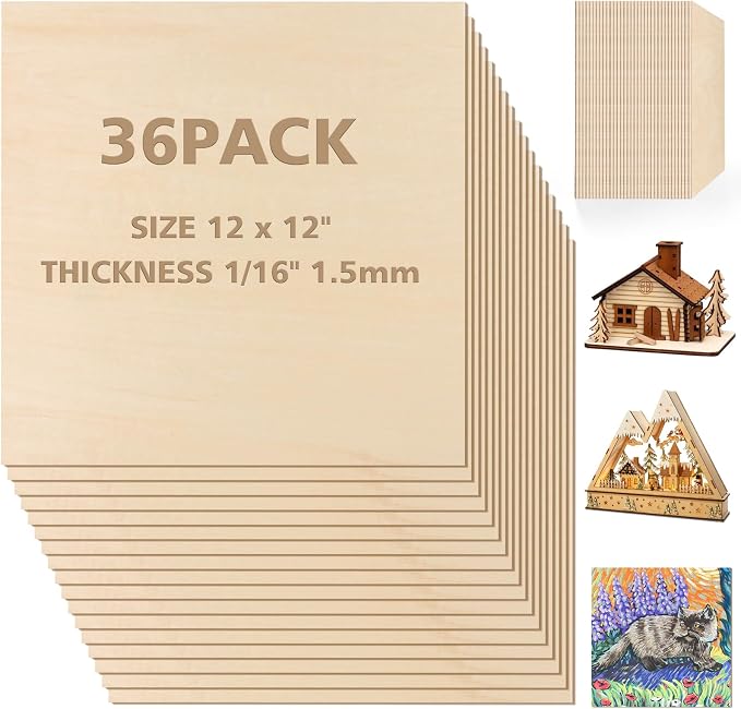 Adrattnay Basswood Sheets 1/16 x 12 x 12 inch
