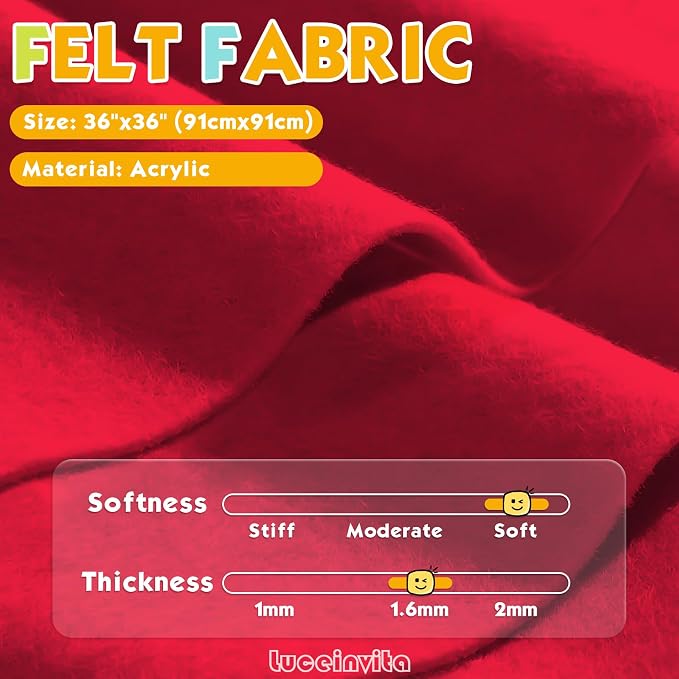 Red 36" X 36" Felt Fabric Sheet