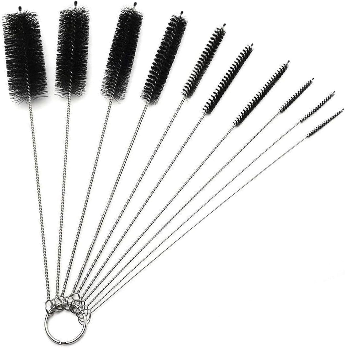 Long Straw Brush, Straw Brush Set 10 Pack, Straw Brush for Tumbler, Sippy Cup, Water Bottle and Hummingbird Feeders.(Black)