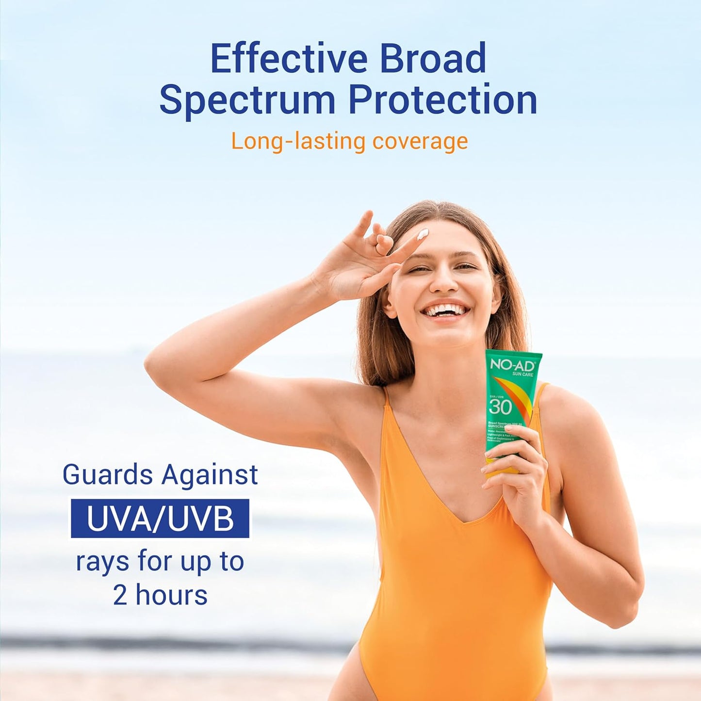 NO-AD SPF 30 Sunscreen Lotion | Broad Spectrum UVA/UVB Protection | Water Resistant | Octinoxate & Oxybenzone Free with moisturizing Vitamin E and Aloe 3oz | Pack of 3