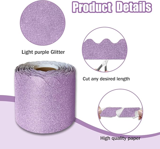 70Ft Shine Bulletin Board Borders，Scalloped Poster Boards Decorations Trim