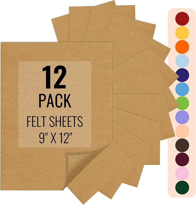IONTACH 9" X 12" Felt Fabric Sheets 1.6mm Thick | Soft Felt