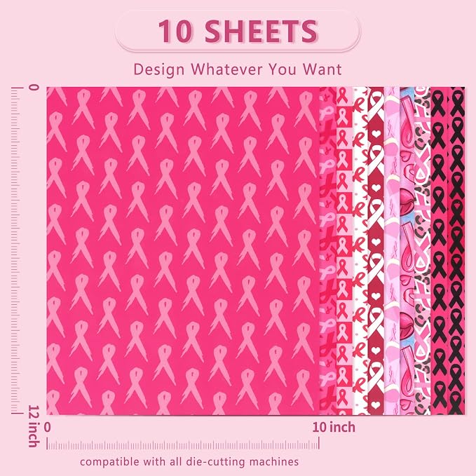 Tintnut Pink Ribbon Heat Transfer Vinyl, 10 Sheets 12×10in Iron on Vinyl |