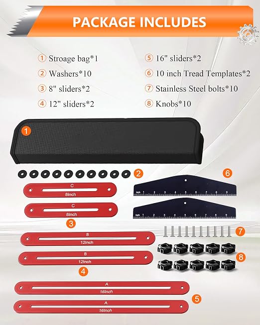 AXIUM Stair Tread Template Tool Adjustable 10.5" to 60.5" Stair Gauge Jig |