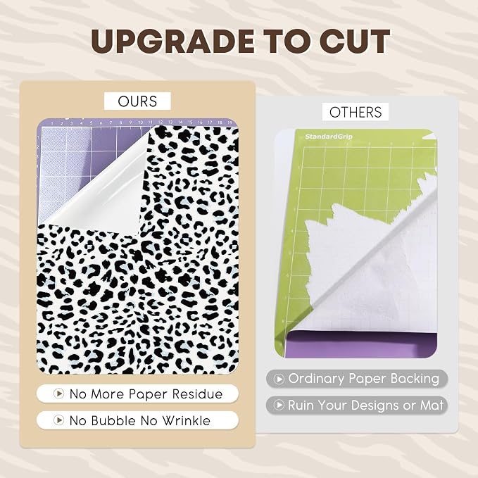Tintnut Leopard Permanent Vinyl 8 Pcs 12x10in Black White Adhesive Vinyl |