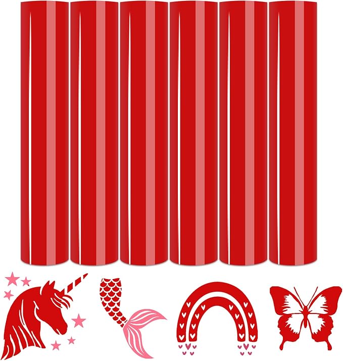 Tintnut Red Heat Transfer Vinyl, 6 Sheets 12x10in Iron on Vinyl | Solid Color