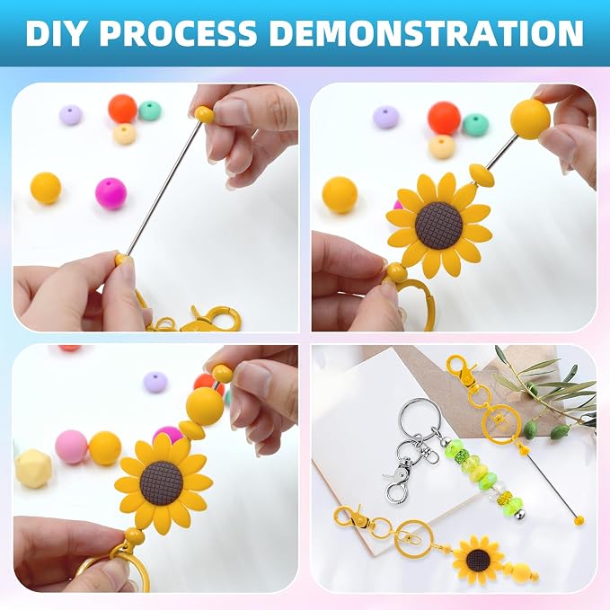 40 Pcs Beadable Keychains Bulk Kit – DIY Keychain Making Supplies