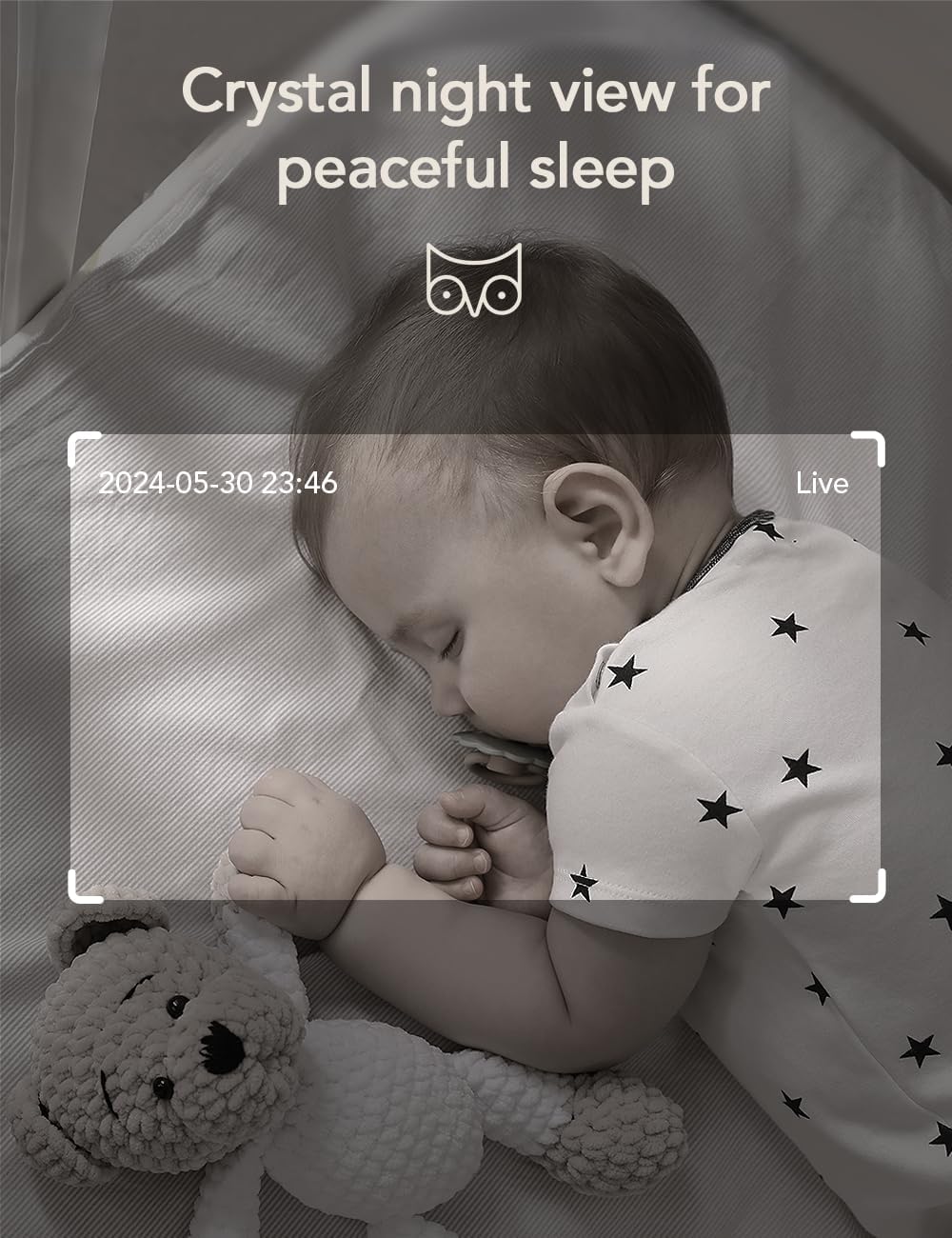 nooie 2K Smart WiFi Baby Monitor with Camera and Audio, Smartphone App Control, Temperature Sensor, Motion & Cry Detection, IR Night Vision, 2-Way Talk, Cloud & SD Card Storage, Ideal for New Moms