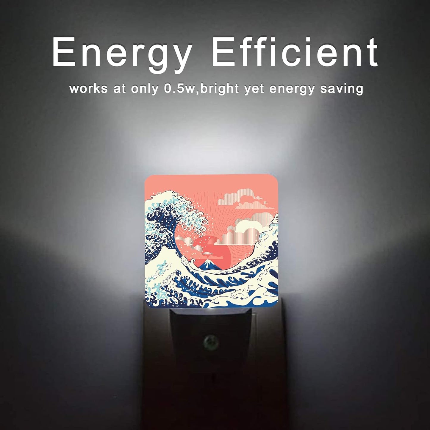 Waves Night Light,Great Waves Plug into Wall Night Lights 0.5W Sleep Friendly for Boys Girls Led Night Light Dusk to Dawn Sensor Nightlight for Stairway/Hallway/Kitchen