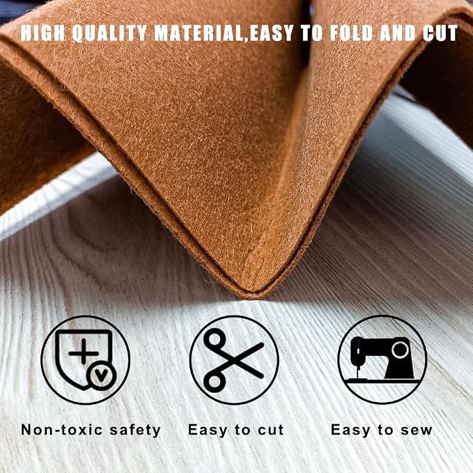 24 Pcs Felt Sheets for Crafts Felt Fabric Sheets, 8 Inch X 12 Inch Soft Brown