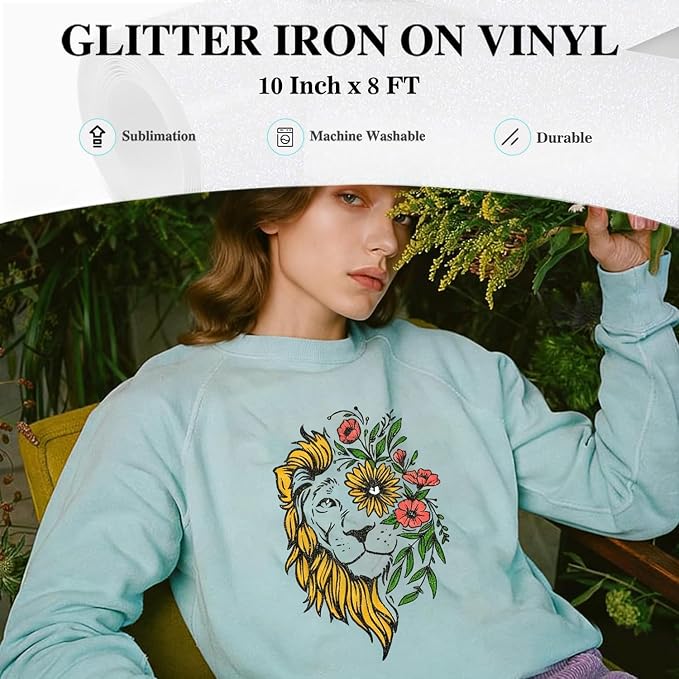 HTVRONT White Glitter HTV Vinyl