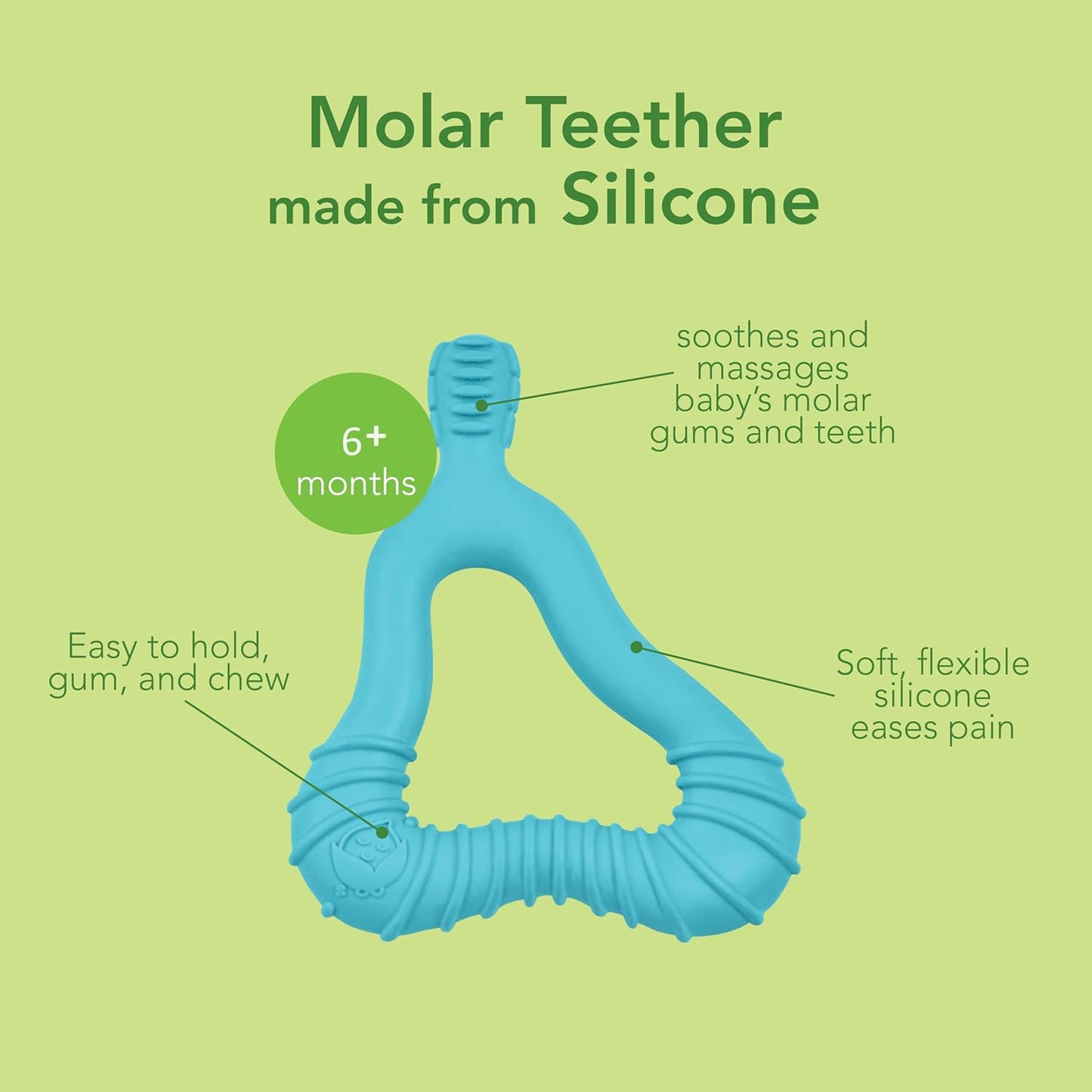 green sprouts Silicone Molar Teether, 12mo+, Platinum-Cured Silicone, Sterilizer Safe, Tested for Hormones - Light Blueberry