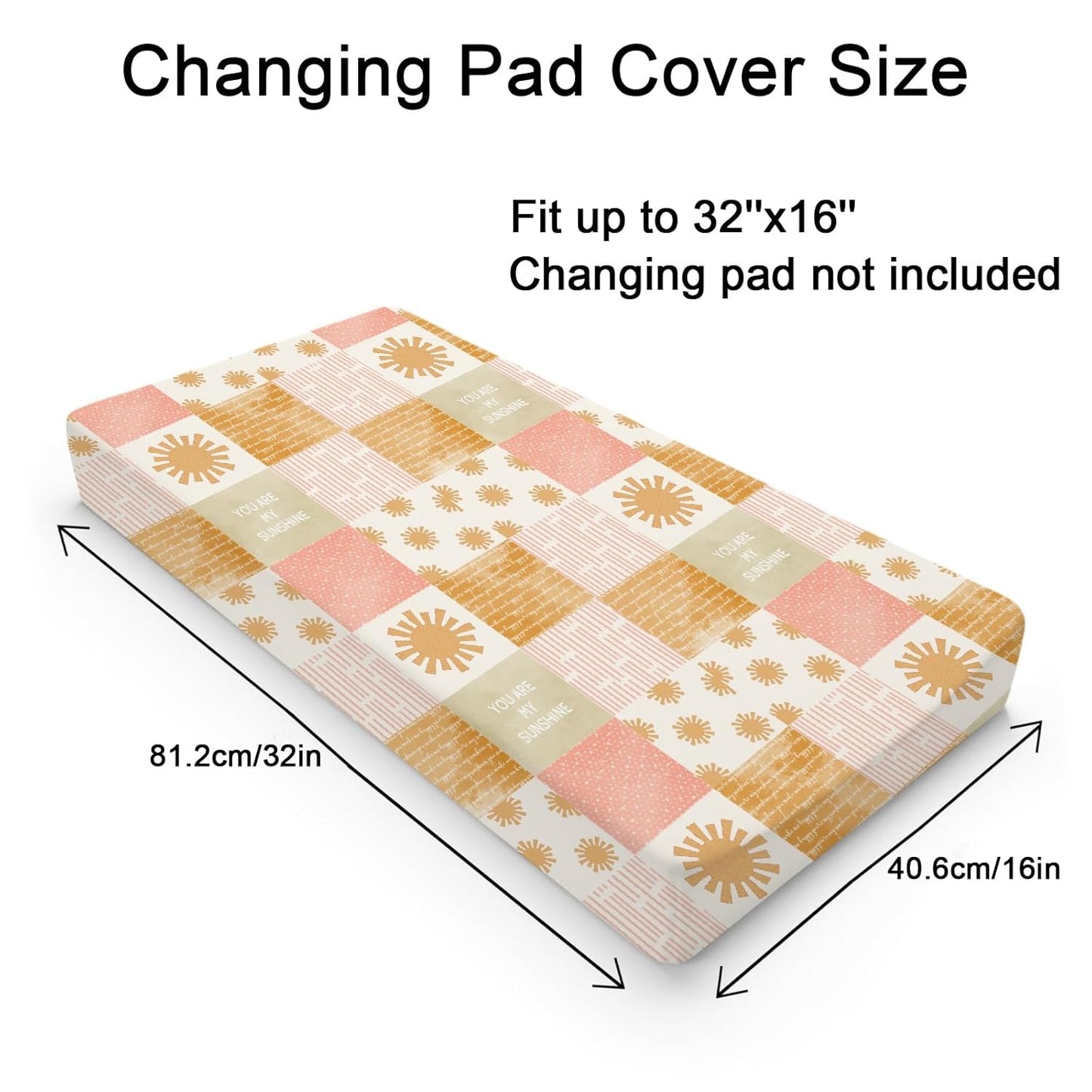 Colorful Boho Sun Changing Pad Covers Cute Sunshine Stripes Diaper Change Pad Sheets for Girls Boys Letters Quote Soft Breathable Stretchy Snug Fitted Changing Mat Cover 32''x16''