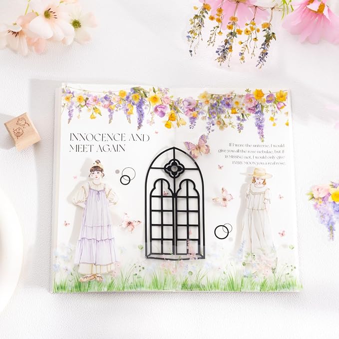Hanging Floral PET Stickers Set, Journaling, DIY Crafts, and Art Supplies