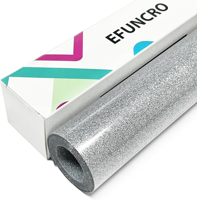 Efuncro- Sliver Glitter HTV Heat Transfer Vinyl