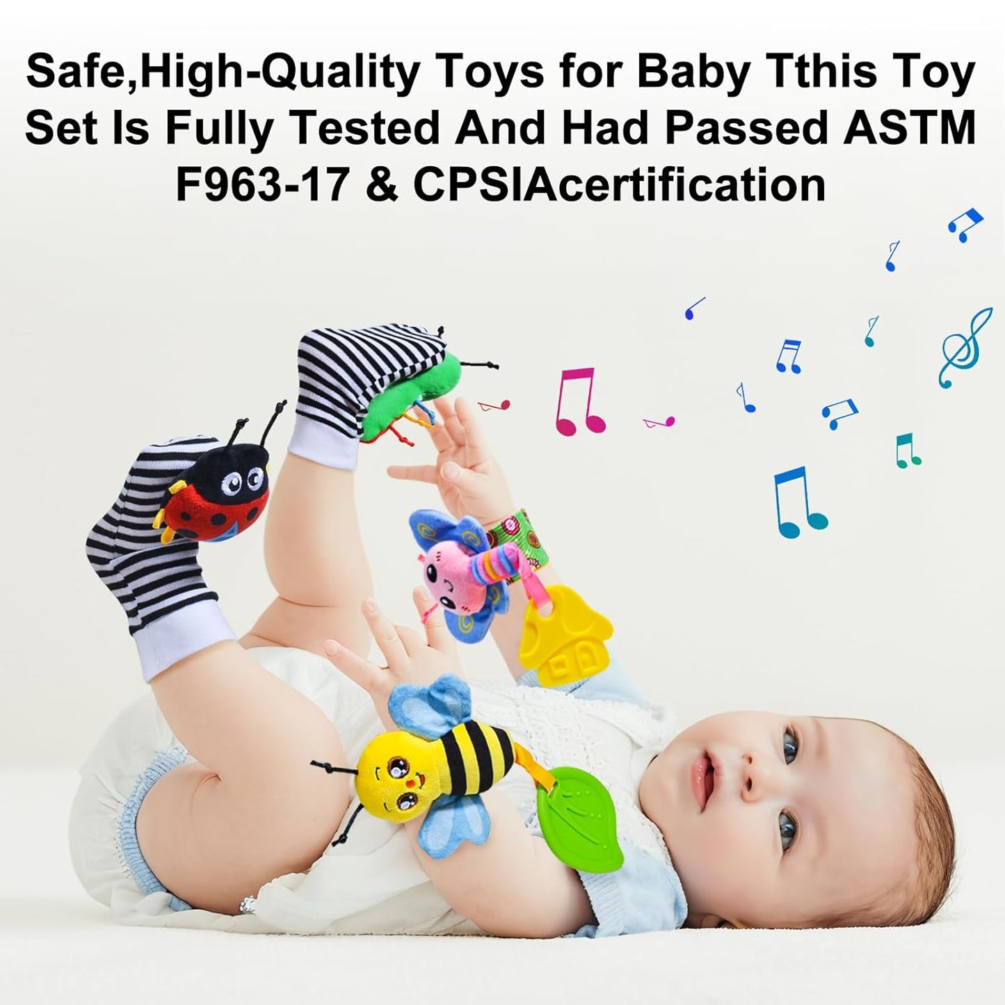 Baby Toys 0-6 Months,Baby Rattles Toy 0-12 Months, Baby Wrist Rattle Socks & Foot Finder - Newborn Toys Hand & Feet Toy for 0-12 Months,Teething Toy for Infants, Shower Gifts for Newborn Boys Girls