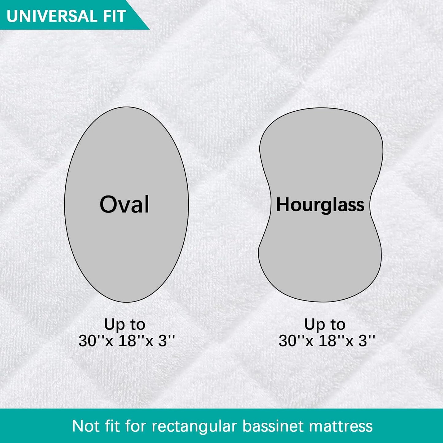 Bassinet Mattress Protector, Universal Fit for Halo Bassinest Swivel and Hourglass/Oval Bassinet Mattress, Ultra Soft Waterproof and Breathable, 2 Pack