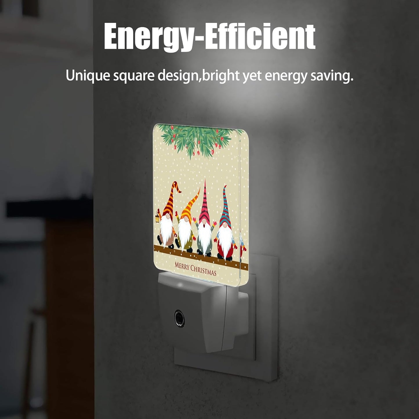 Christmas Santa Claus Dusk to Dawn Night Light, Auto Sensor Lamp Home Indoor Stairway Kitchen Corridor, Night Lights Plug into Wall Decor, Boys Girls Women Men Room Gifts