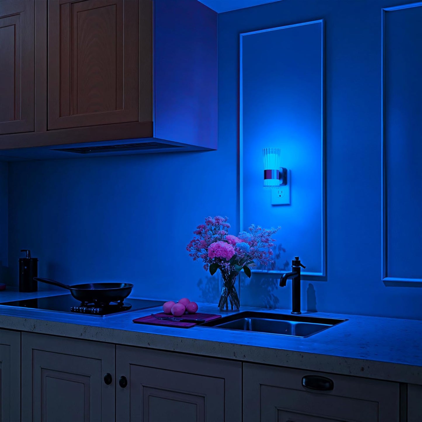 Night Light, Night Lights Plug into Wall, RGB Color LED NightLight with Dusk to Dawn Sensor, 180° Rotating Night Lights, Adjustable Brightness, Wall Sconce Style Design for Bedroom Hallway, 2 Pack