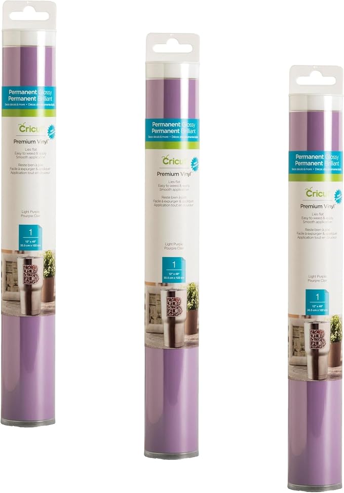 Cricut Premium Permanent Vinyl, Light Purple 3-Pack of 4ft Rolls
