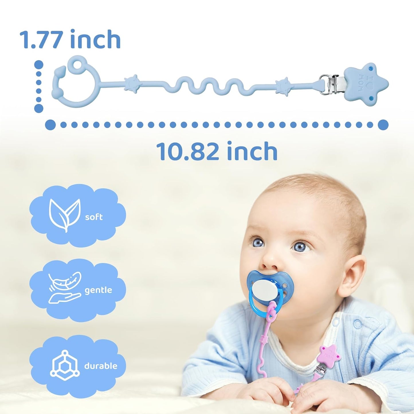 Baby Toy Strap, RTMOK Silicone Bottle Holding Clip, has 1 Toy Strap to Hold Bottles, 3 Toy Straps to Hold Any Toy, Plus 2 Free Silicone Pacifier Clips