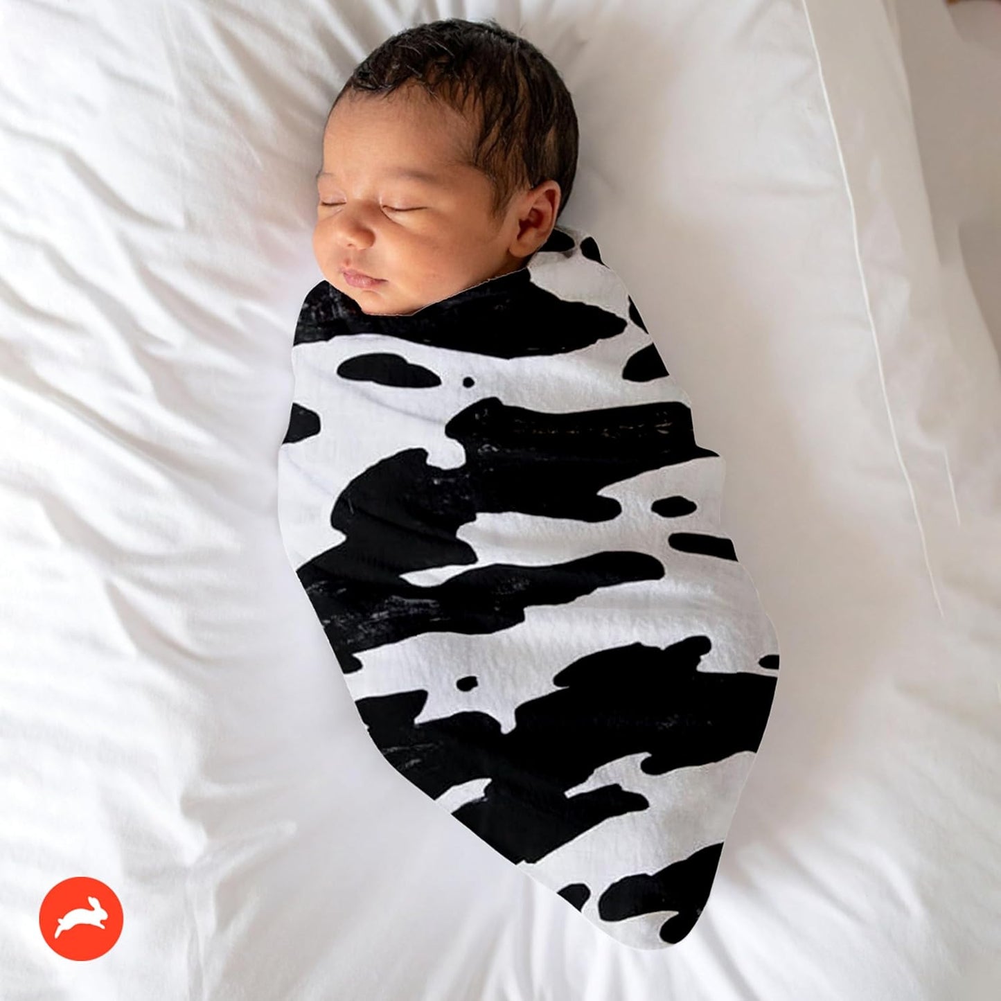 RED ROVR 100% Organic Cotton Muslin Swaddle | Newborn Receiving Blanket | Baby Wrap | Boy, Girl, Unisex | Soft, Lightweight, Breathable | Burping, Nursing, Swaddling | 44" x 44" | Moo Cow