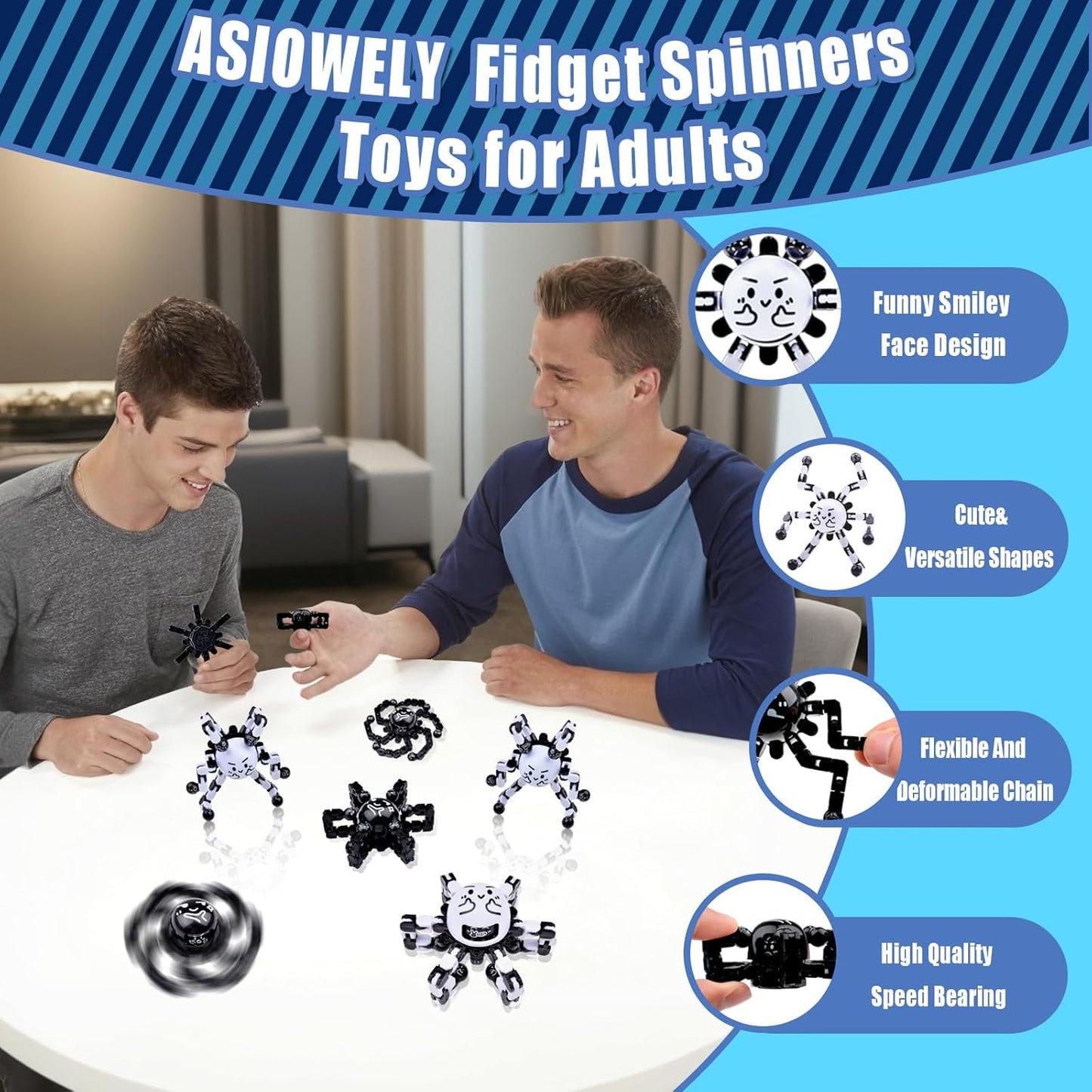 Transformable Fidget Spinners Toys for Adults and Kids,Cool Fingertip Gyros Gifts for Chrismas Birthdays Stocking Stuffers,Teens Sensory Travel Toy for Boy Girls ADHD Autism Relief Stress