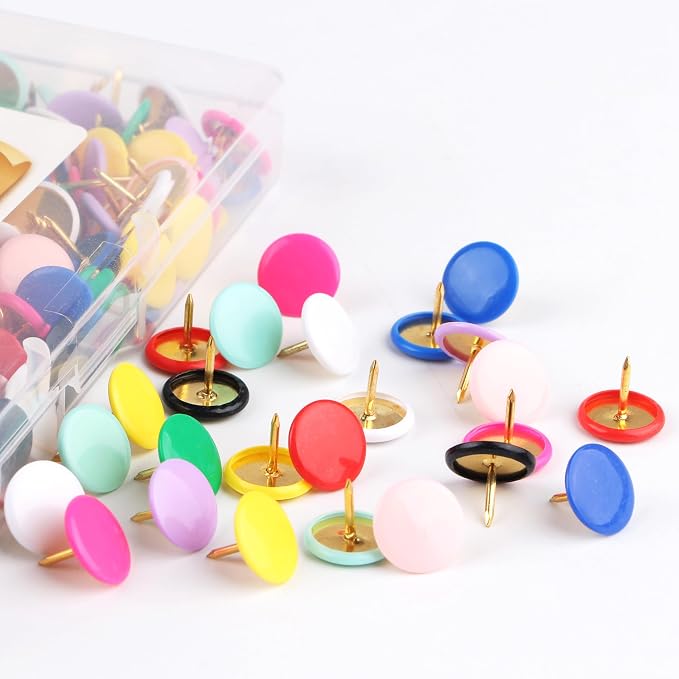 Thumb Tacks 400-count, Colors Plastic Roundness Push Pins Decorative Tacks