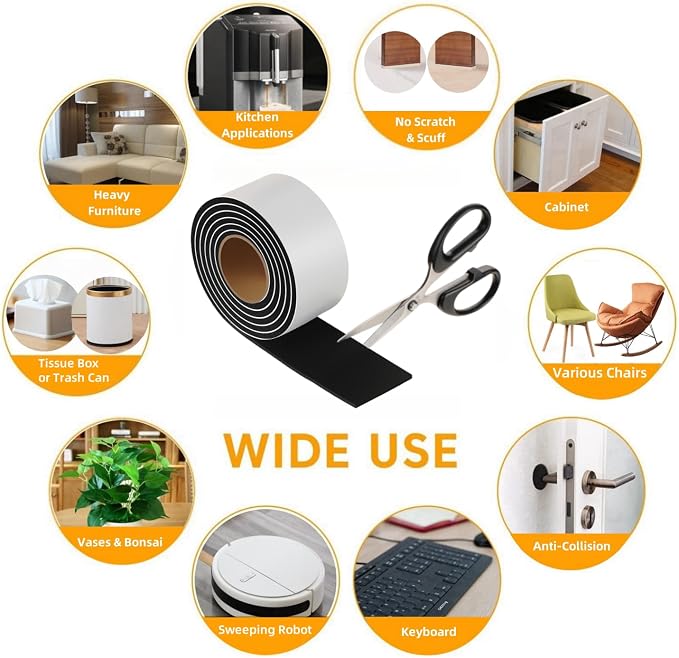 Felt Strips with Adhesive Backing – Furnigear Heavy Duty Cuttable Felt Tape