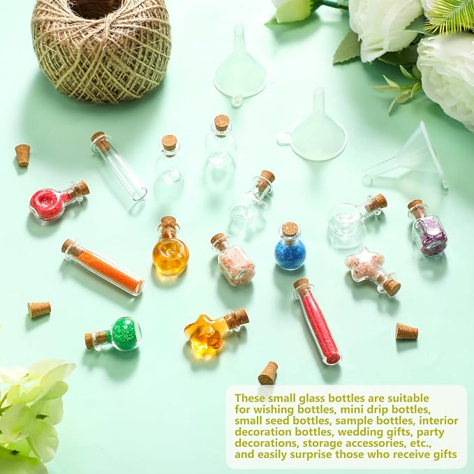 Geiserailie 50 Pieces Small Tiny Glass Spell Jars Bottle