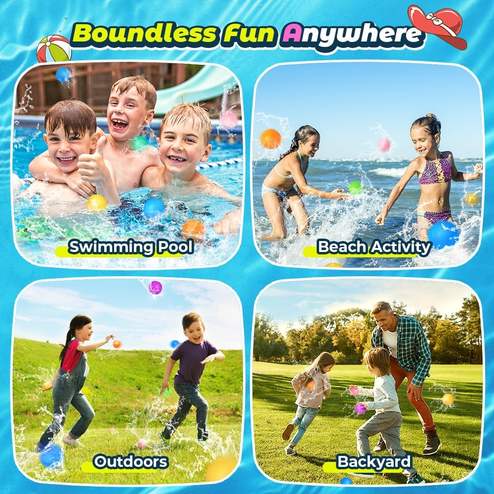 18Pcs Reusable Water Balloons for Kids, Pool Beach Water Toys for Boys and Girls, Outdoor Summer Toys for Kids Ages 3-12