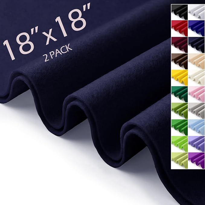 Navy Blue Felt Fabric Sheets 18" x 18" 1.6mm Soft Craft Felt | Soft Precut Felt
