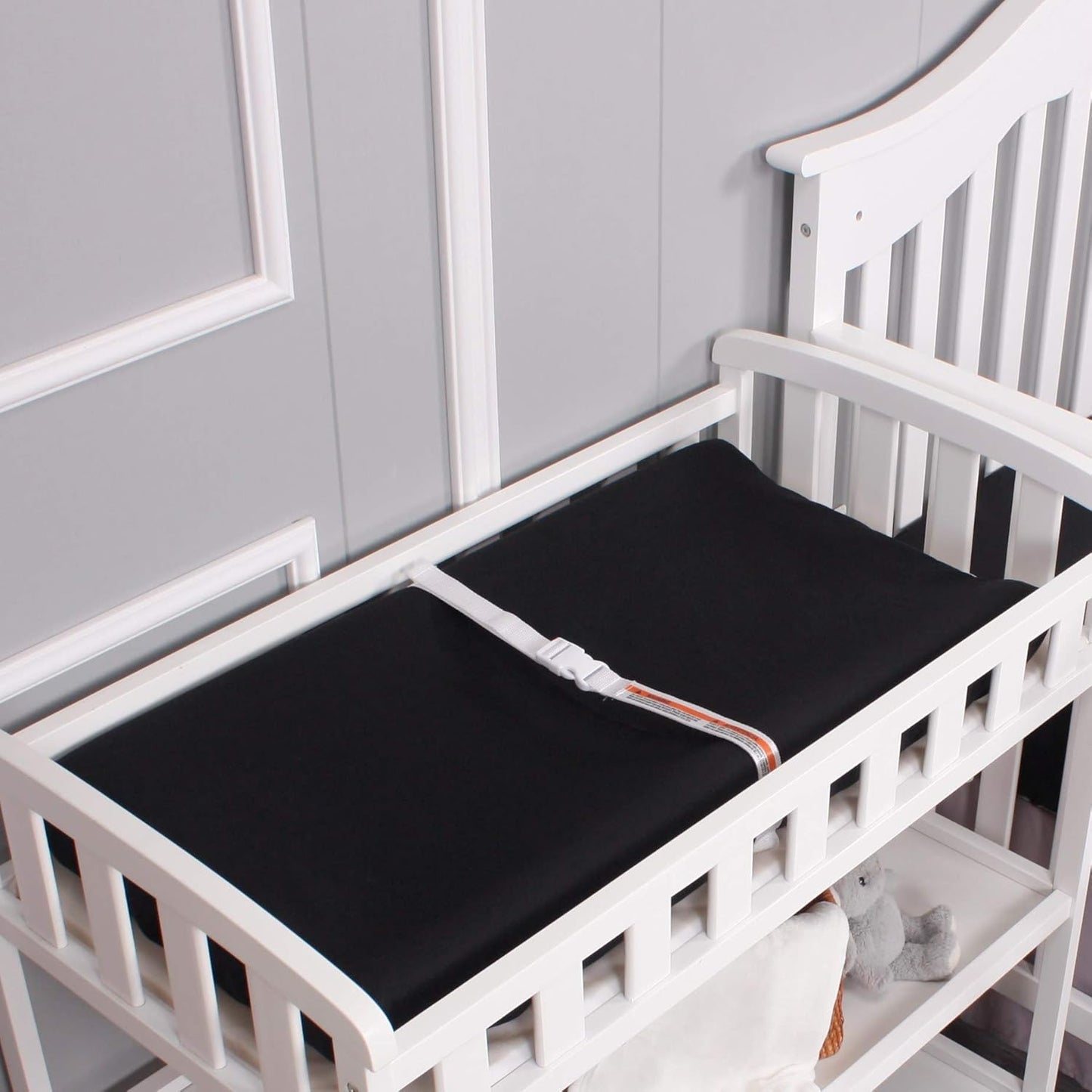 Belsden 3 Pack Microfiber Soft Changing Pad Cover, with 2 Considerate Safety Belt Holes, Durable Diaper Change Table Sheet Set for Baby Boys Girls, 16''x32''x8'', White & Grey & Black