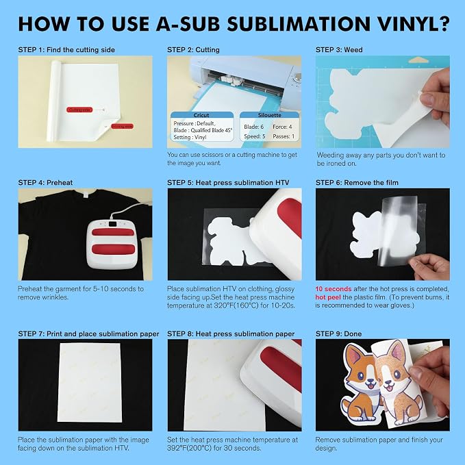 A-SUB Sublimation HTV for Dark and Light Fabric