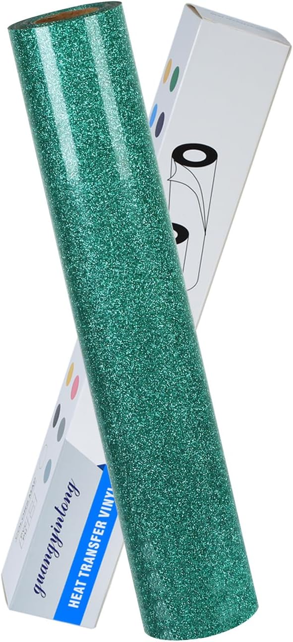 guangyintong Heat Transfer Vinyl Glitter Green HTV Rolls, Glitter HTV Vinyl